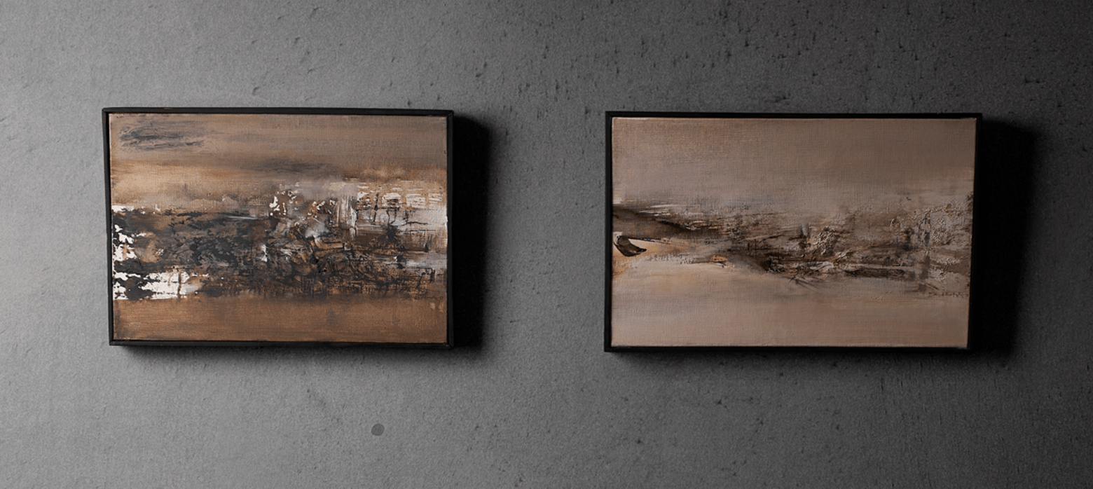 two paintings on wall