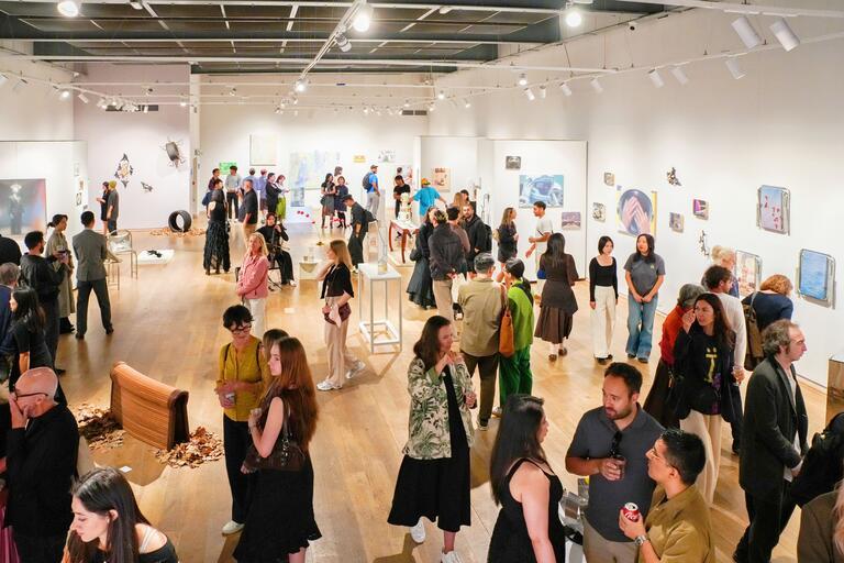 people exploring the gallery space 