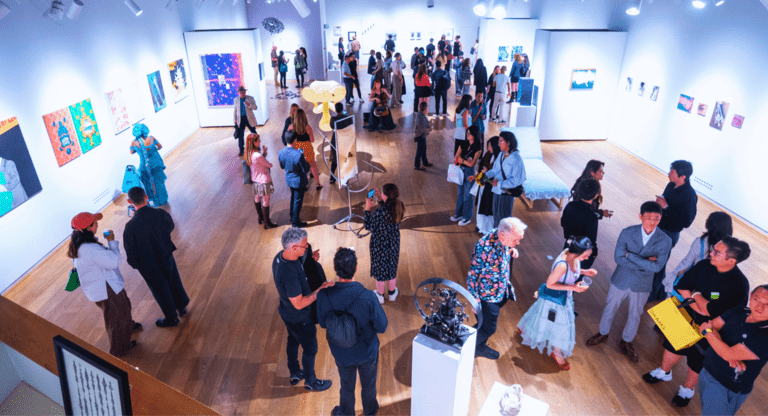 people exploring the gallery space 