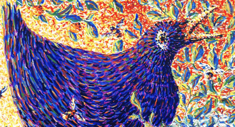 colourful drawing of a bird