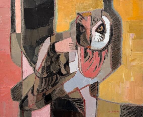 Tree Arms   short eared owl oil on linen Rachel Lockwood jpeg