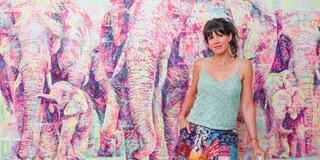 Hannah with her elephant painting 