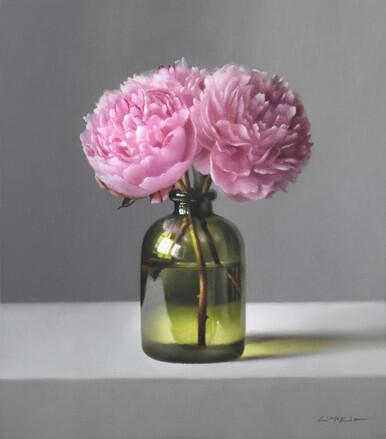 June Peonies in French Bottle