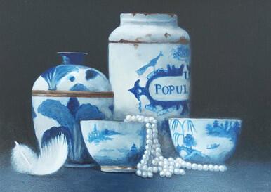 425 - Blue & White Pots with Pearls