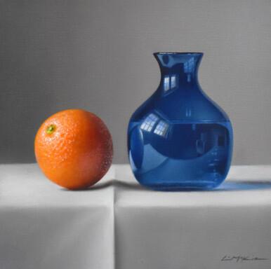 214 - Blue Glass with Orange