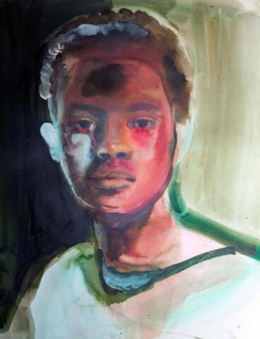 493 - Green and Red Face Study