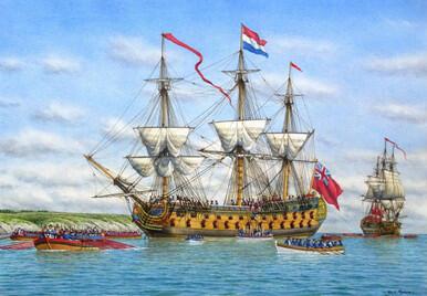 245 - HMS "Achilles" landing troops at Belle Isle