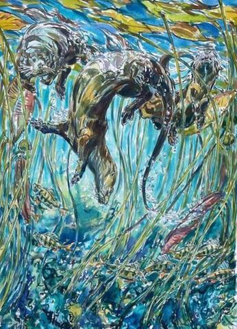 039 - Otter family hunting Perch