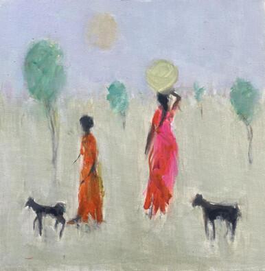 317 - Goat Herder and Lady in Red