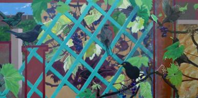 086 - Blackbirds with grapevine