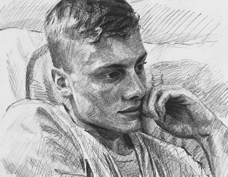 Hunt-O- The Man In The White T (Preliminary Sketch).