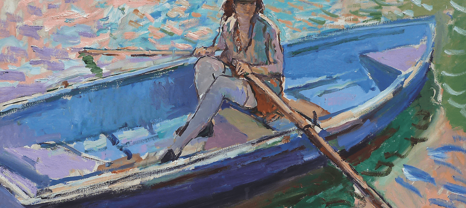 Painting of woman in boat