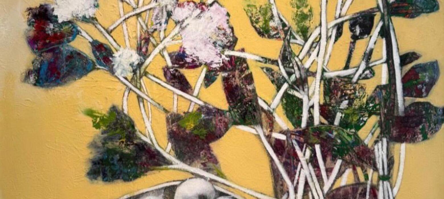 Acrylic on Canvas, flower Bouquet, still life 