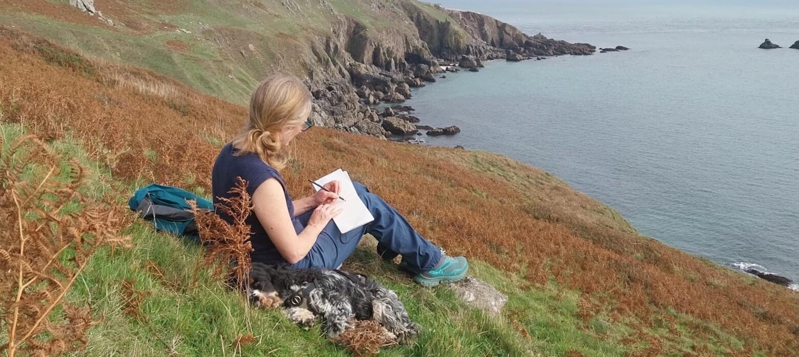 Amanda Bradbury sketching in the field