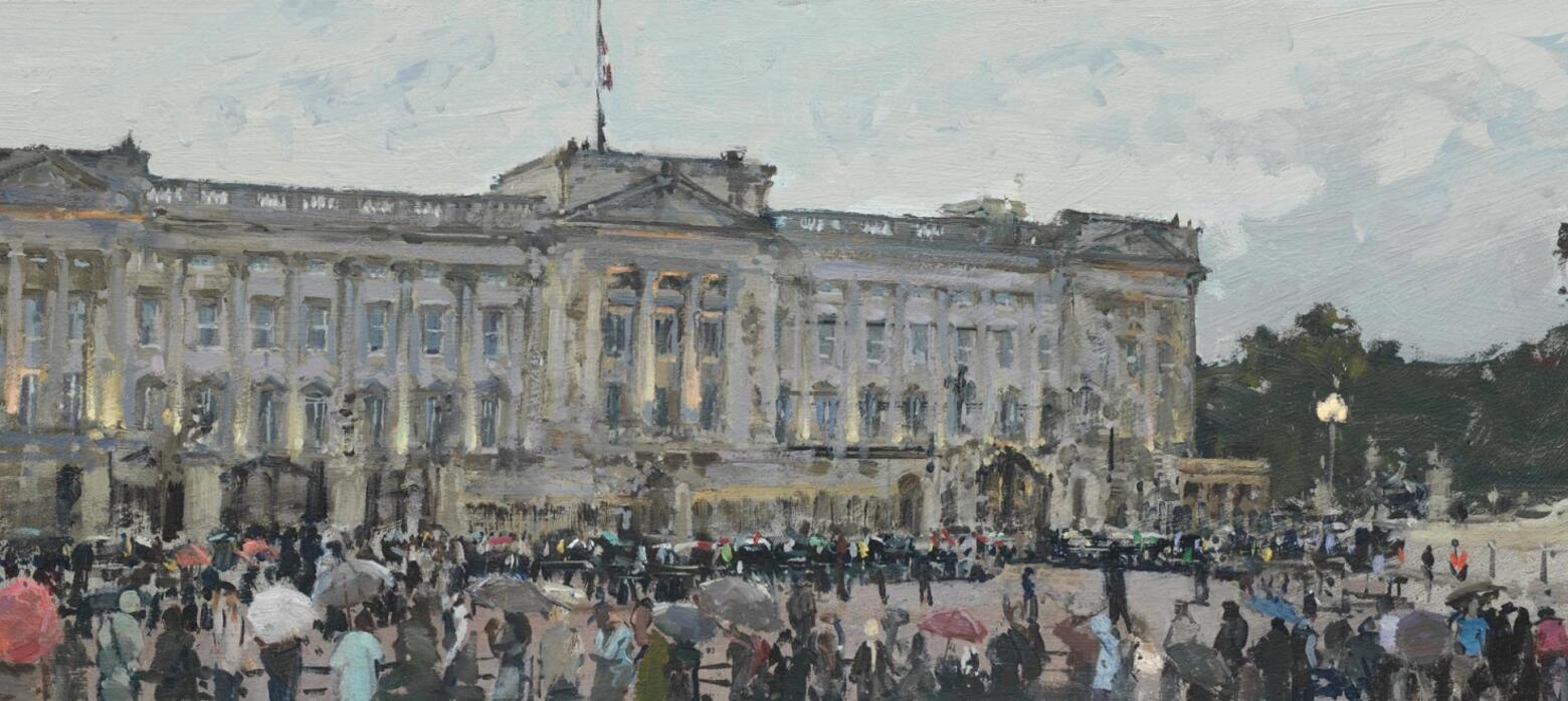 Brown-Peter-Buckingham Palace, Crowds Awaiting the Hearse .jpeg
