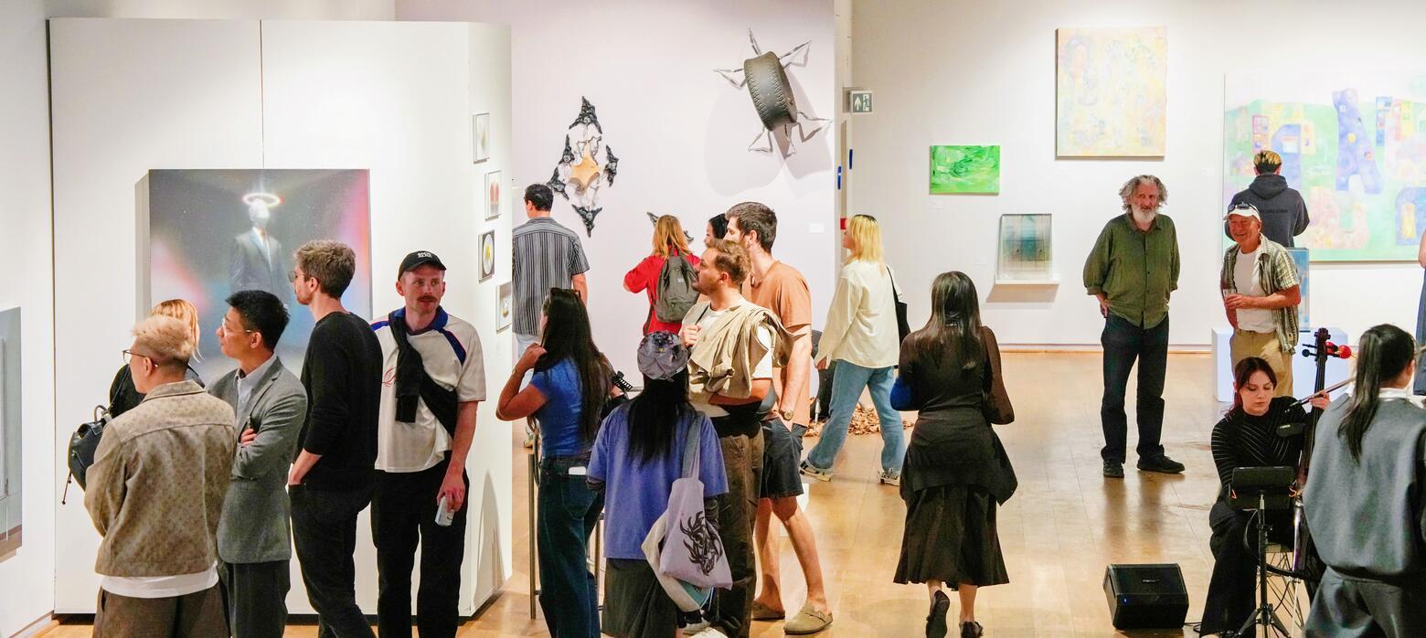 people exploring the gallery space 