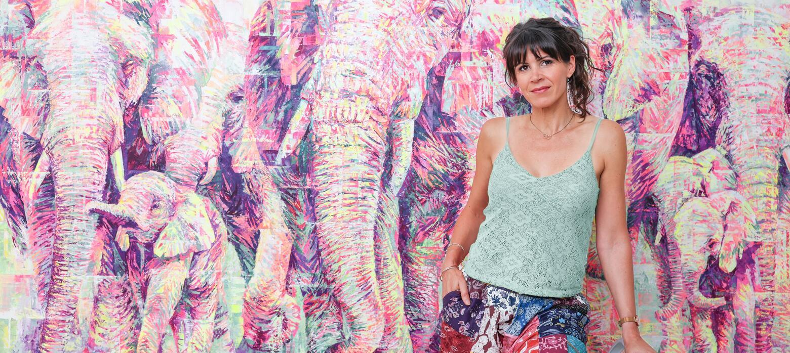 Hannah and her pint elephant painting 