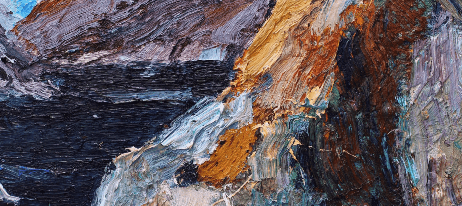 painting of hoover dam rocks and water