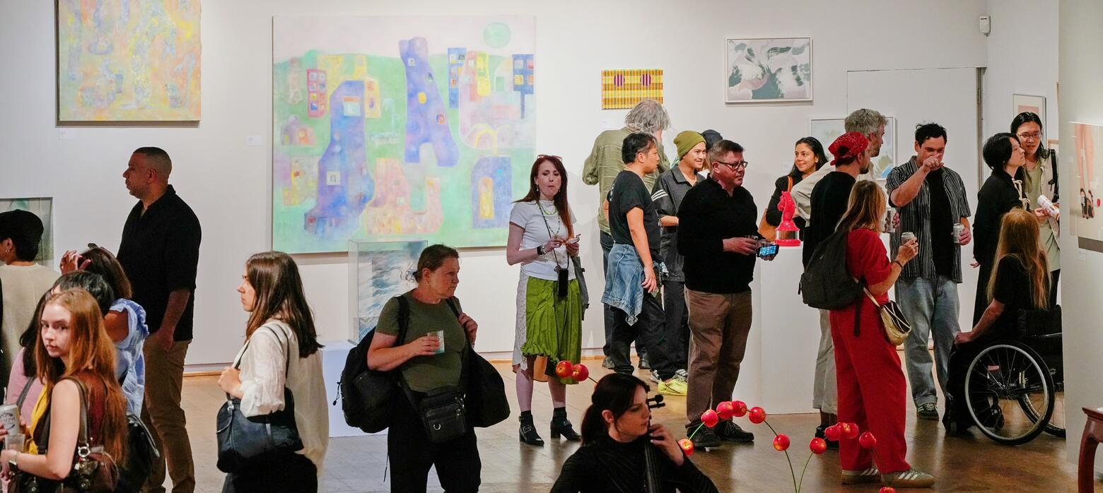 people exploring the gallery space 