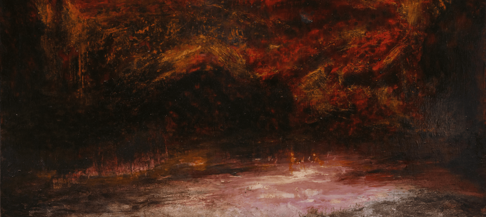 abstract red, black, orange landscape