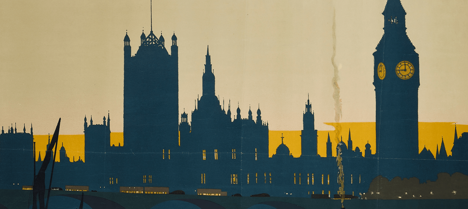 Poster with a view of the Houses of Parliament