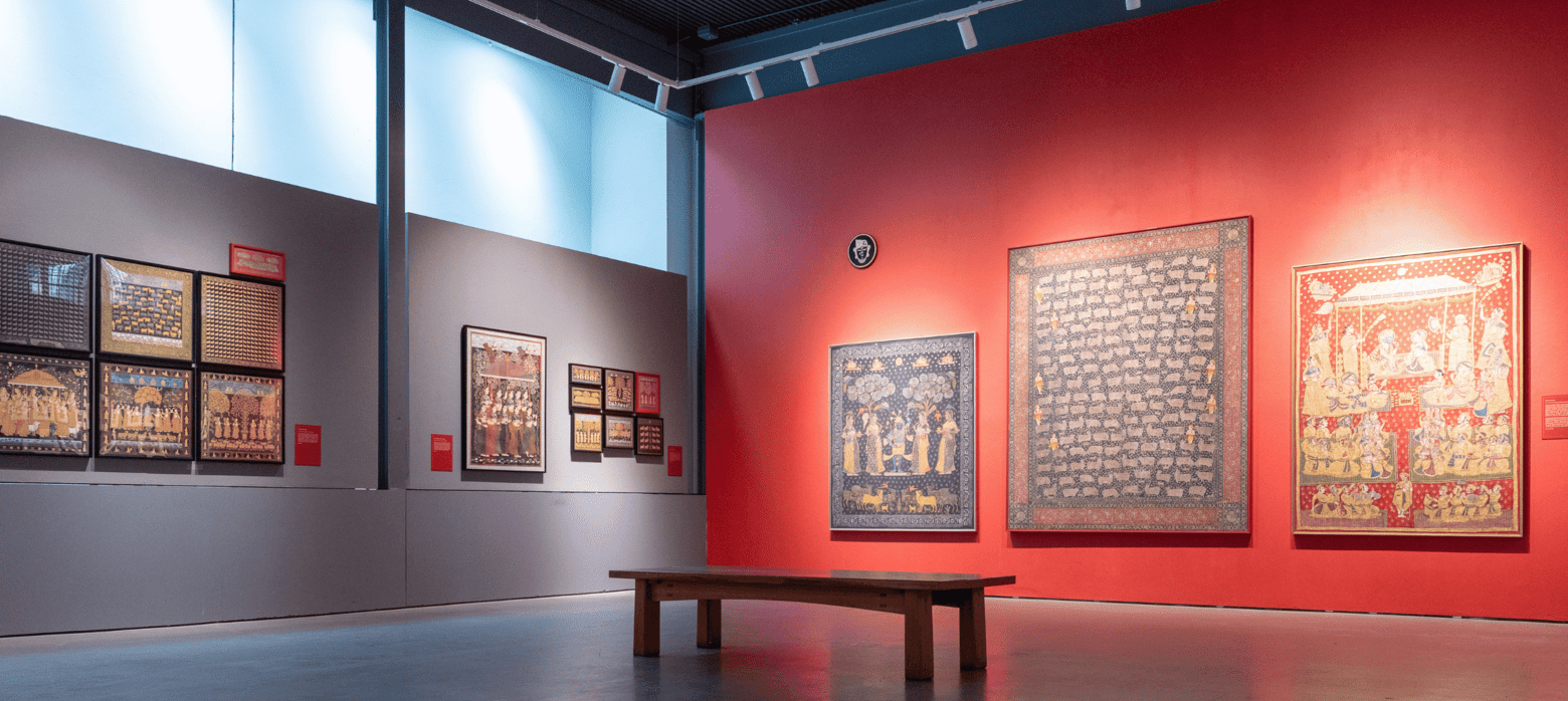 shot of the east gallery painted grey and red