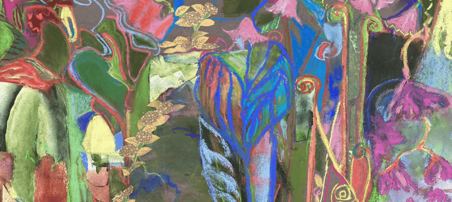 a colourful abstract artwork of Isabella Plantation in Richmond Park, London