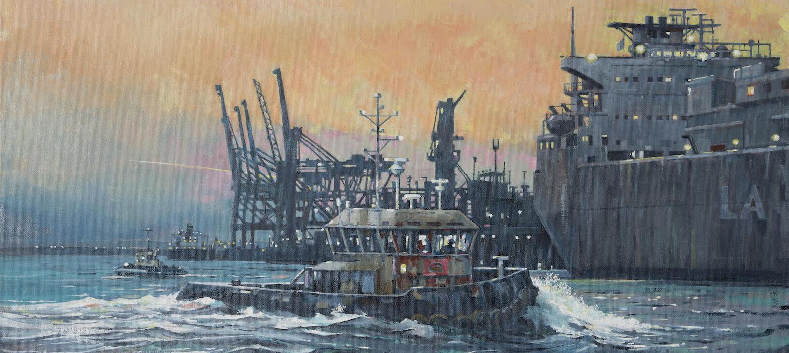 Ships at sunset