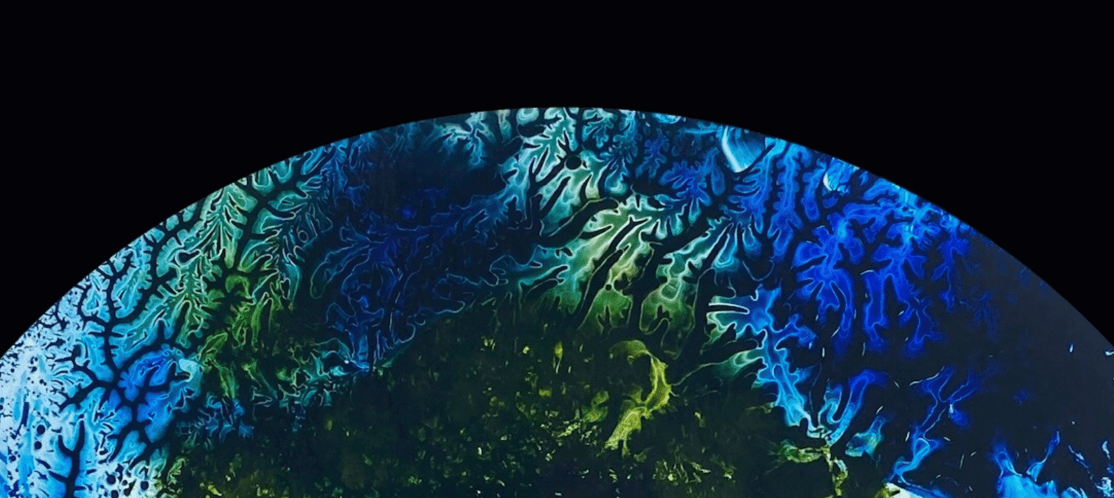 an abstract glass work of the world