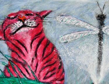 Pink cat acrylic on canvas 