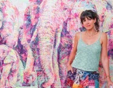 Hannah with her elephant painting 