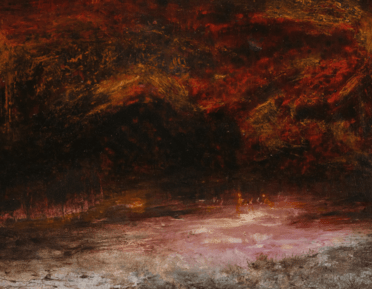 abstract red, black, orange landscape