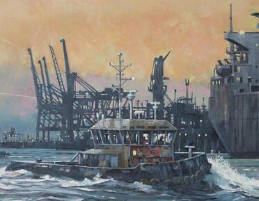 Ships at sunset