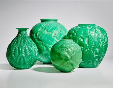 Lalique green pots