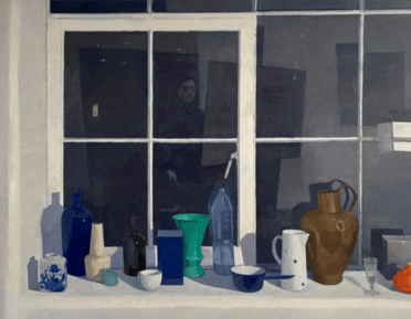Still life of windowsill at night 