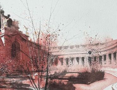 Architectural watercolour painting 